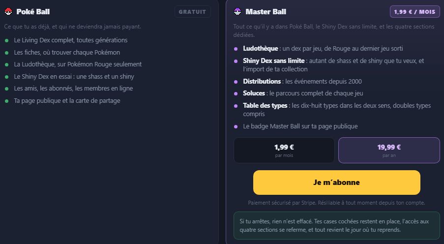 Capture d’écran : Ouverture de l'offre Masterball