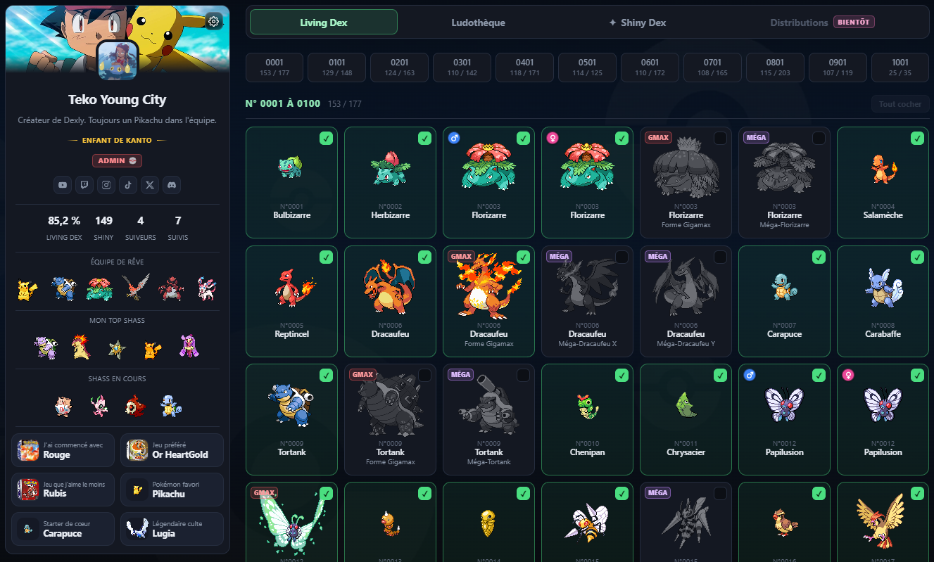 Capture d’écran : Carte dresseur et autres nouveautés